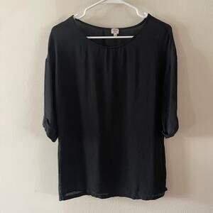 Wilfred Aritzia Silk Blouse Womens X-Small Black Minimalist Casual Simple Top